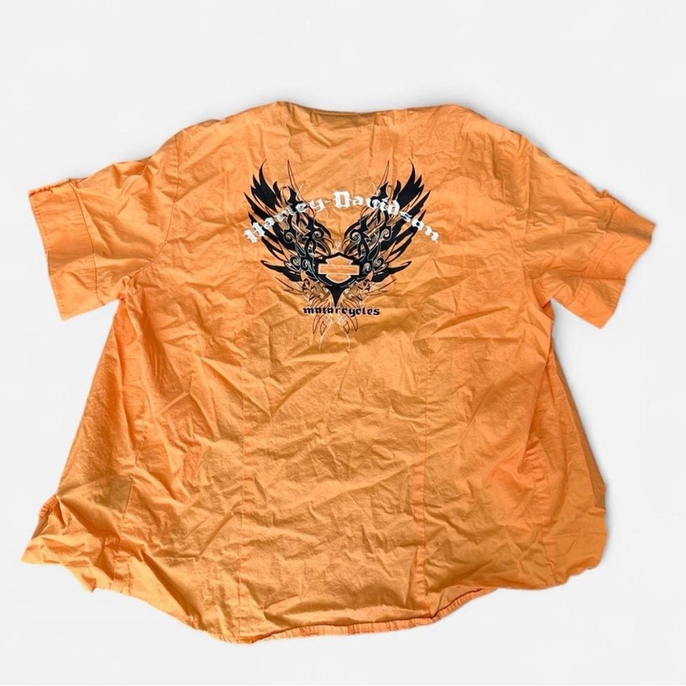 Harley Davidson orange button up shirt